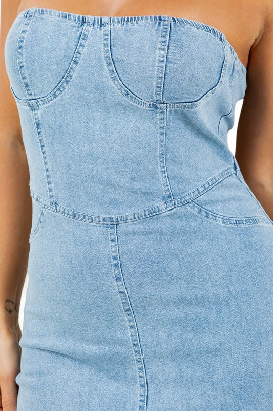 Denim Corset Maxi Dress
