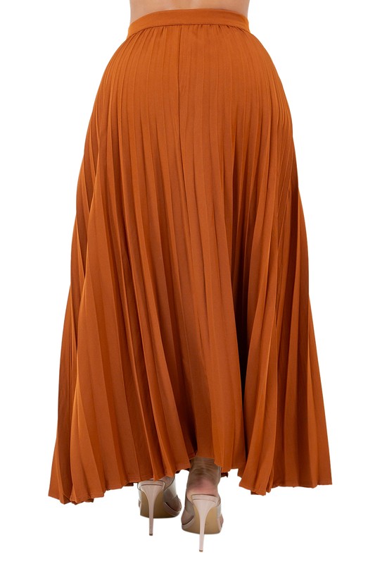 Pleated Chaps Buckle Maxi Skirt