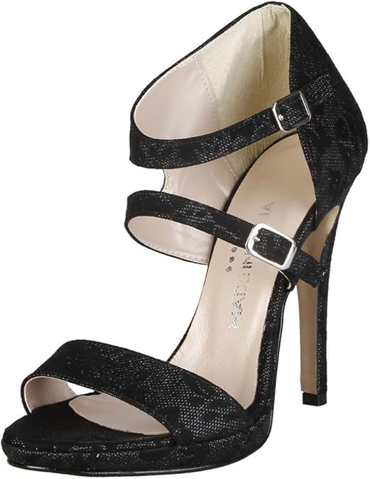 Made in Italia Floral Suede Stiletto (Black)