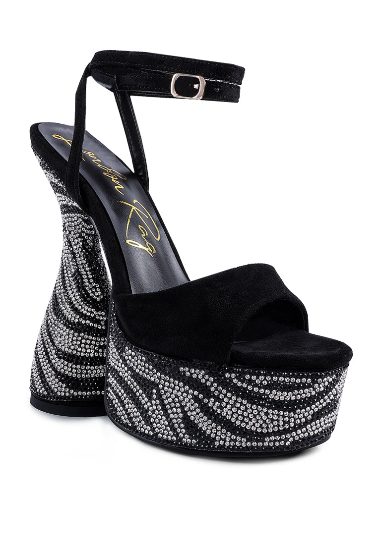 London Rag “Backstage” Rhinestone High Platform Hourglass Sandals