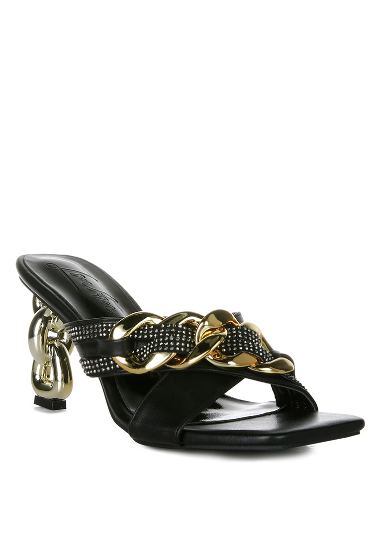 London Rag “Evelane” Chained Rhinestone Sandals