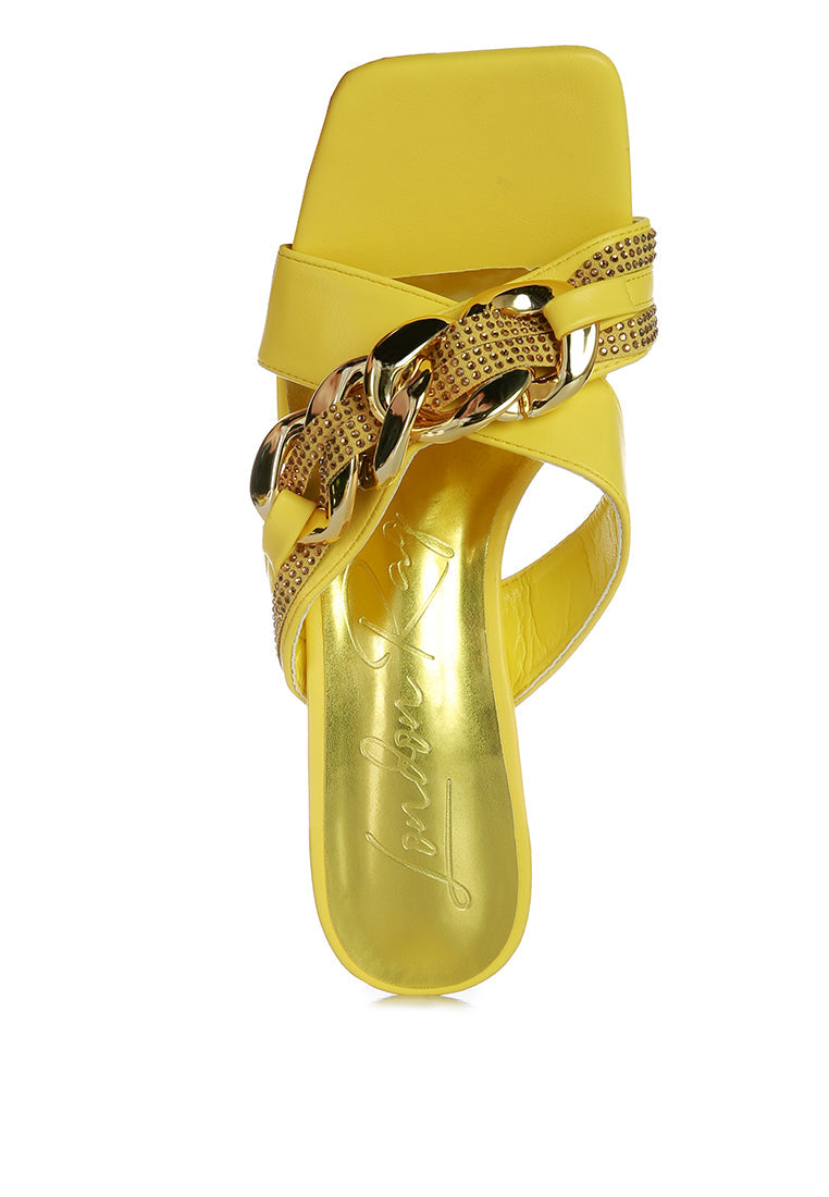 London Rag “Evelane” Chained Rhinestone Sandals