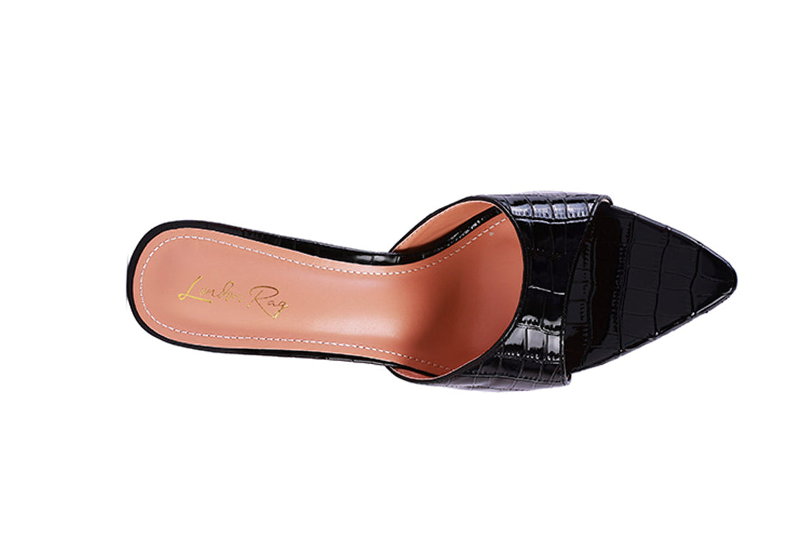 London Rag “French Cut” Patent Leather Croc Mule