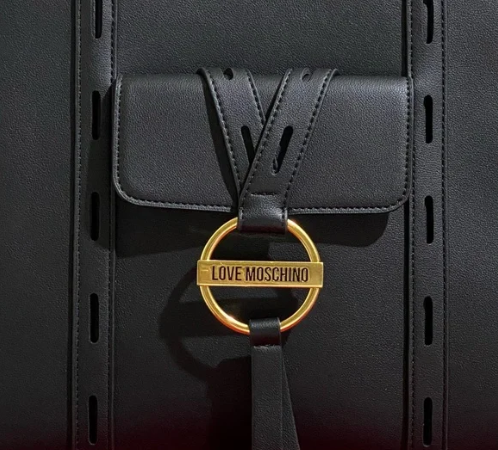 Love MOSCHINO Large Leather Messenger Bag (Black)