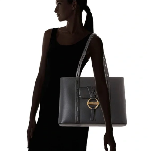 Love MOSCHINO Large Leather Messenger Bag (Black)