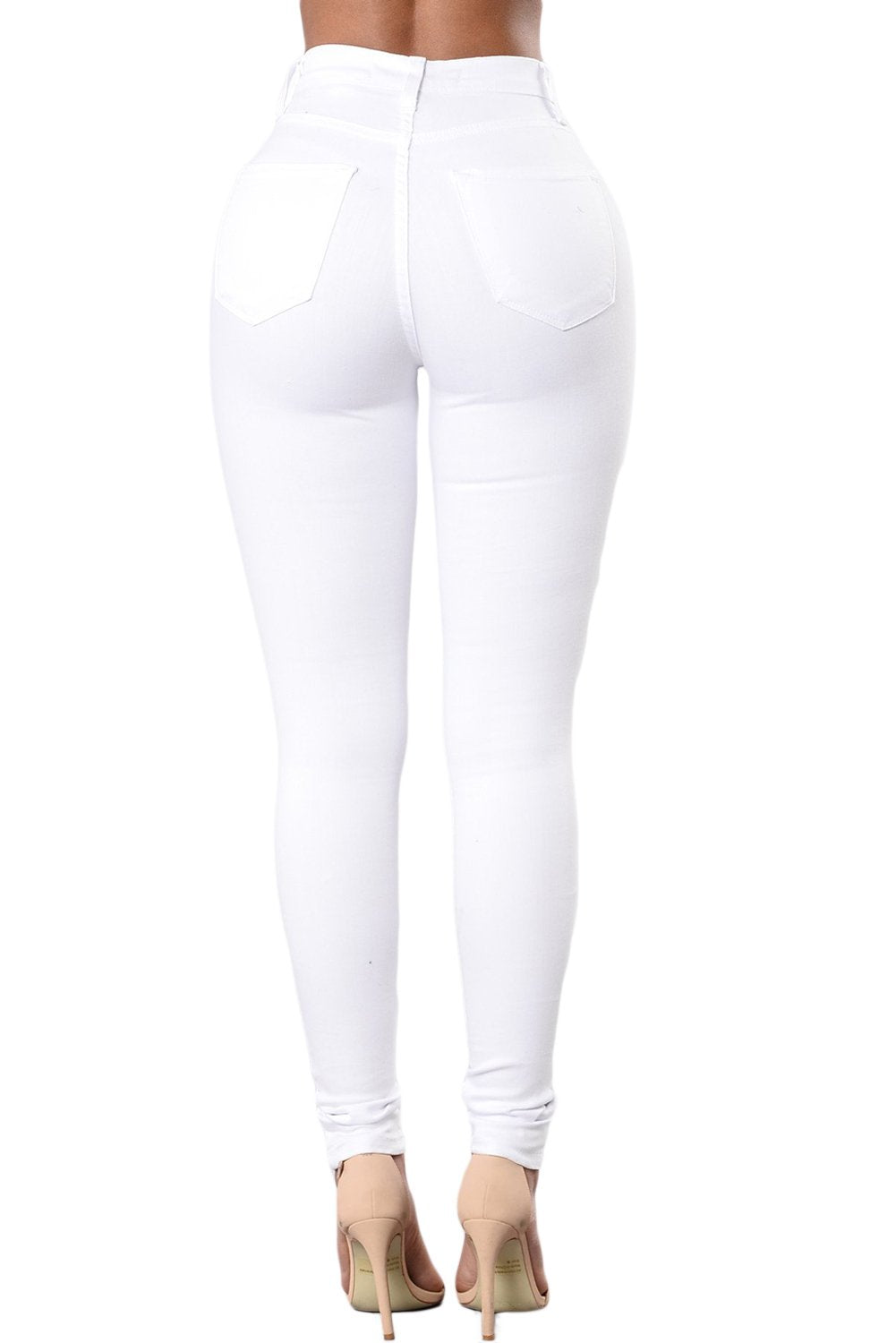 Denim Slit Knee SKINNY Jeans (White)