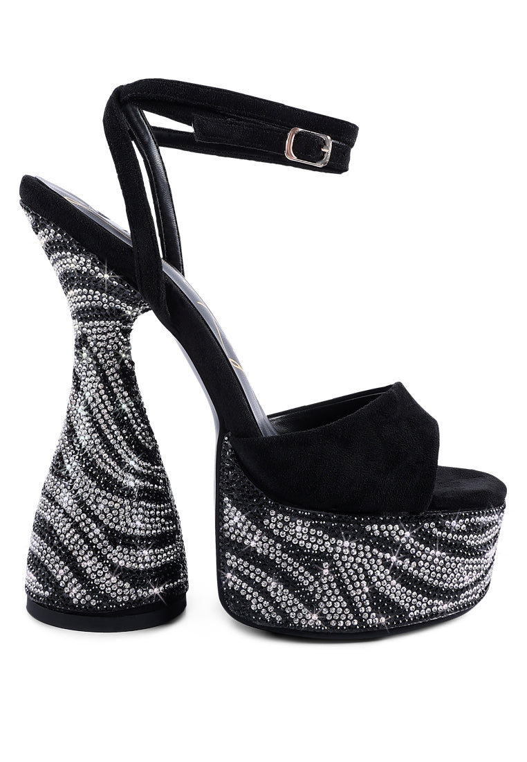 London Rag “Backstage” Rhinestone High Platform Hourglass Sandals