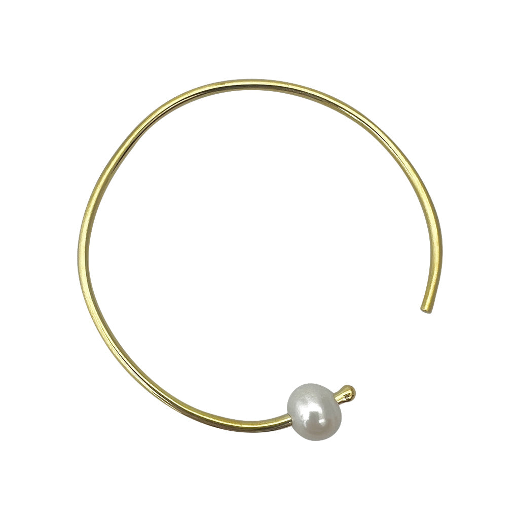 14K Plated Brass & Freshwater Pearl Open Bracelet