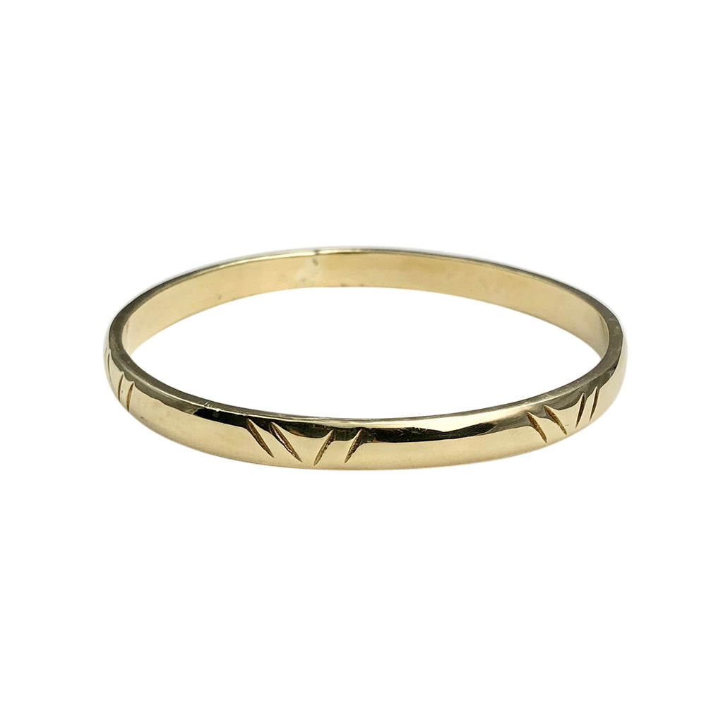 Gold-Tone Carved Bombshell Bangle