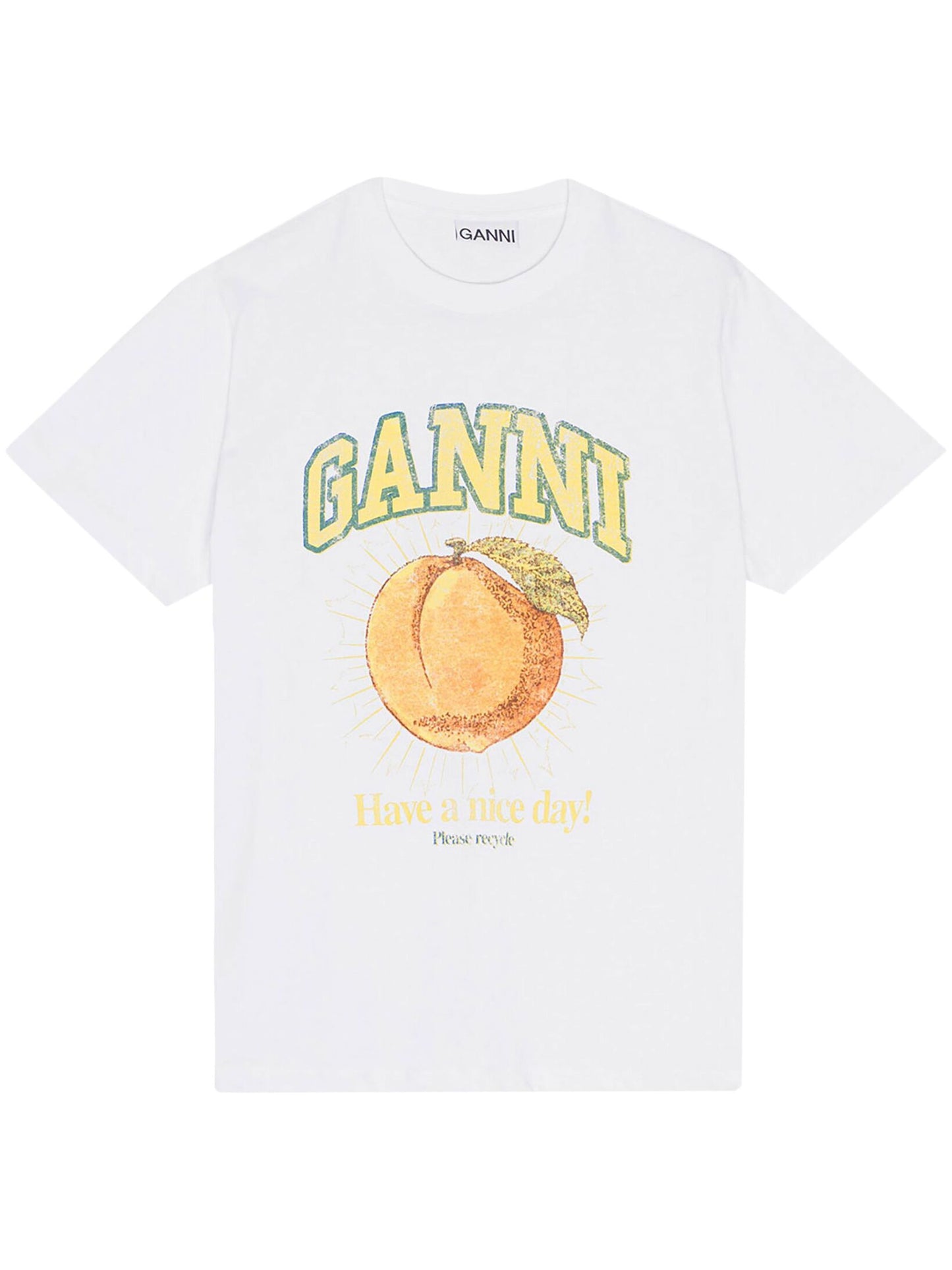 GANNI Bright Peach Graphic T-Shirt
