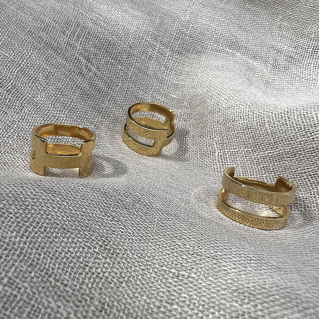 14K Gold Plated Geo Stripe Ring