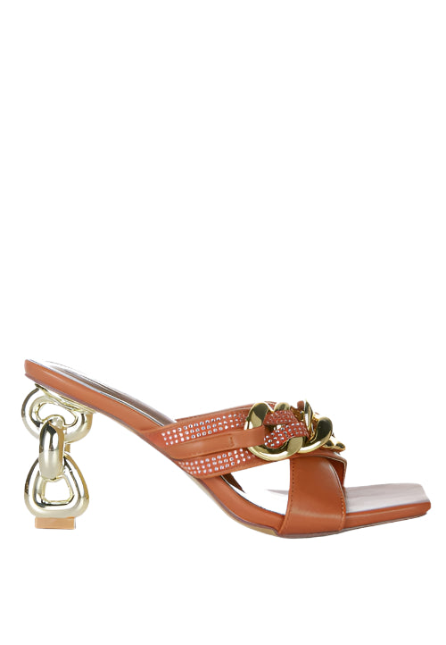 London Rag “Evelane” Chained Rhinestone Sandals