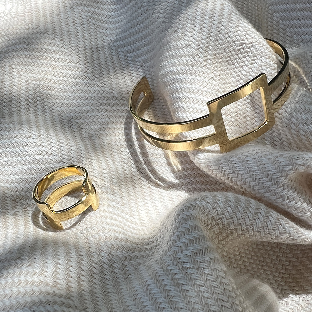 14K Gold Plated Geo Stripe Bracelet