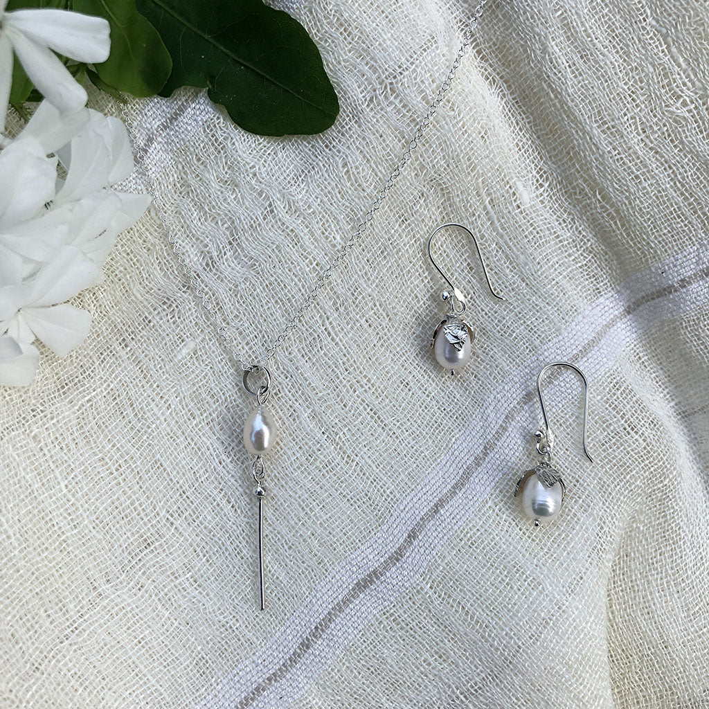 Sterling Silver & Freshwater Pearl Teardrop Earrings