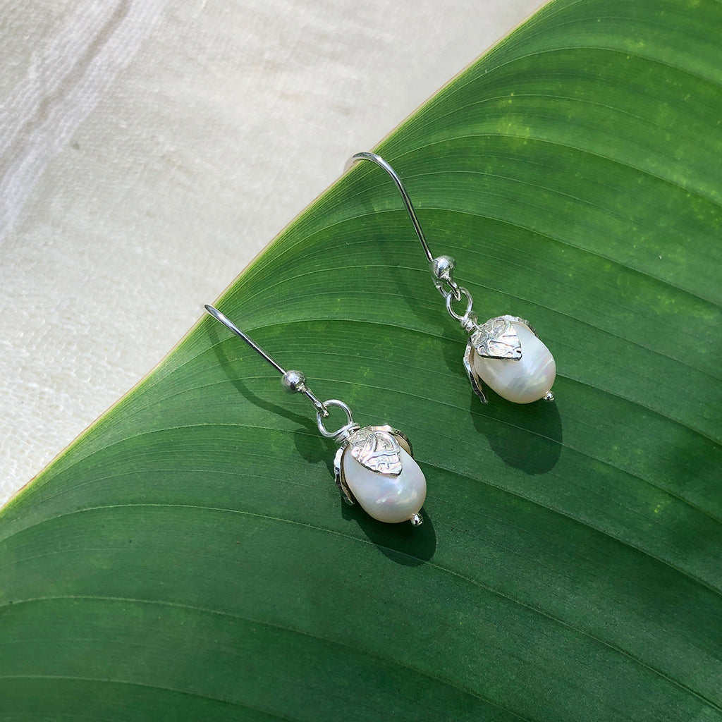 Sterling Silver & Freshwater Pearl Teardrop Earrings