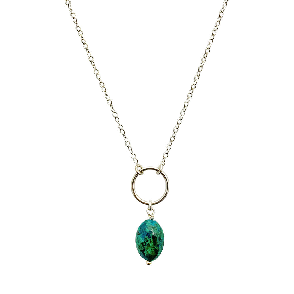 Sterling Silver & Chrysocolla Lariat Drop Necklace