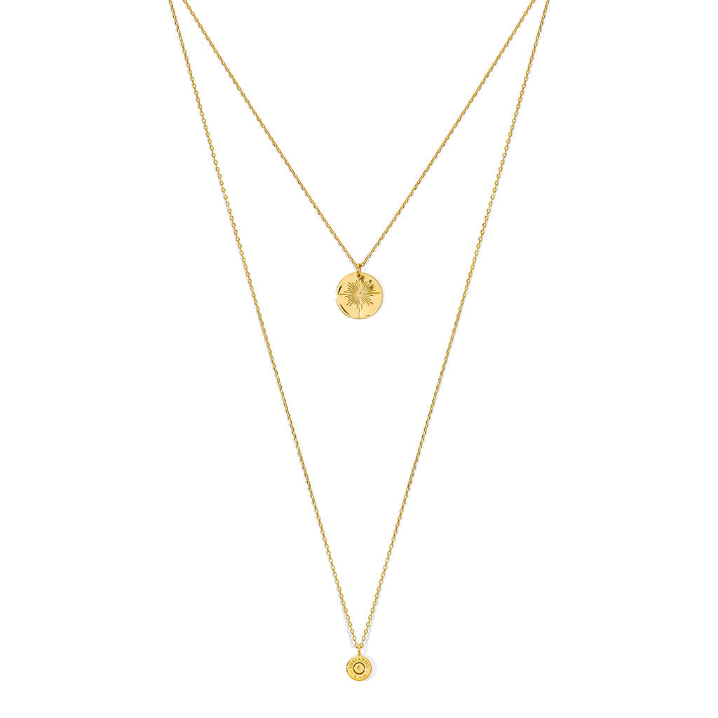 Layered North Star 14k Gold Plated Bullet Necklace