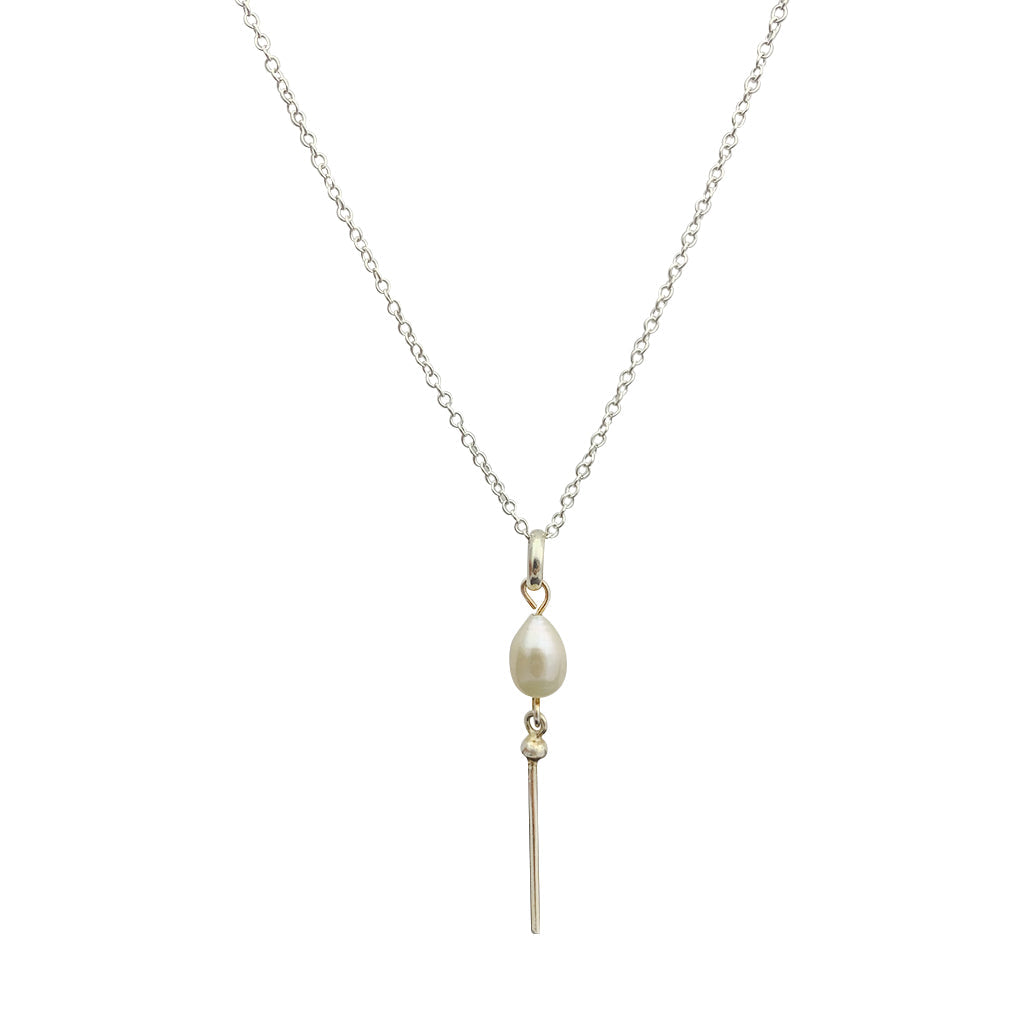 Sterling Silver & Freshwater Pearl Pin Necklace