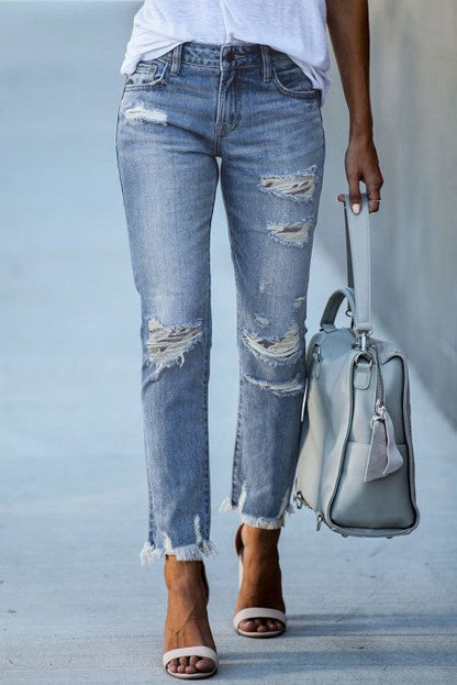 Women’s Cotton Ripped Camo Pocket Denim
