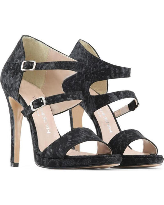 Made in Italia Floral Suede Stiletto (Black)