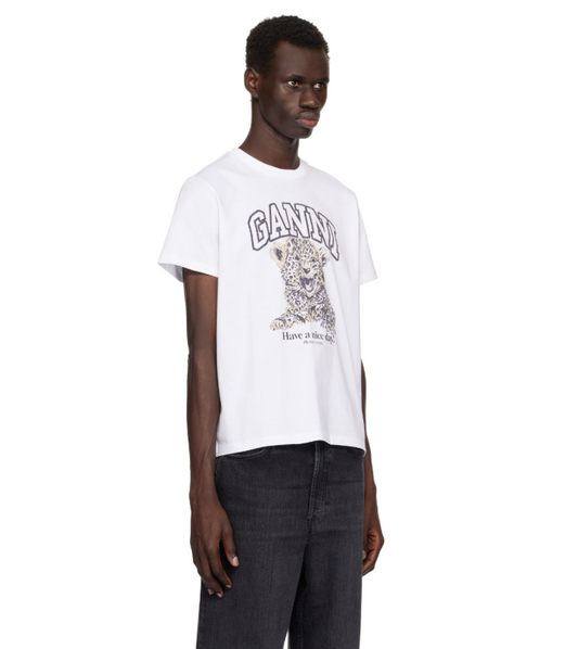 GANNI Baby Leopard Cotton T-Shirt