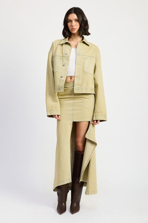 Asymmetric Maxi Ripped Skirt