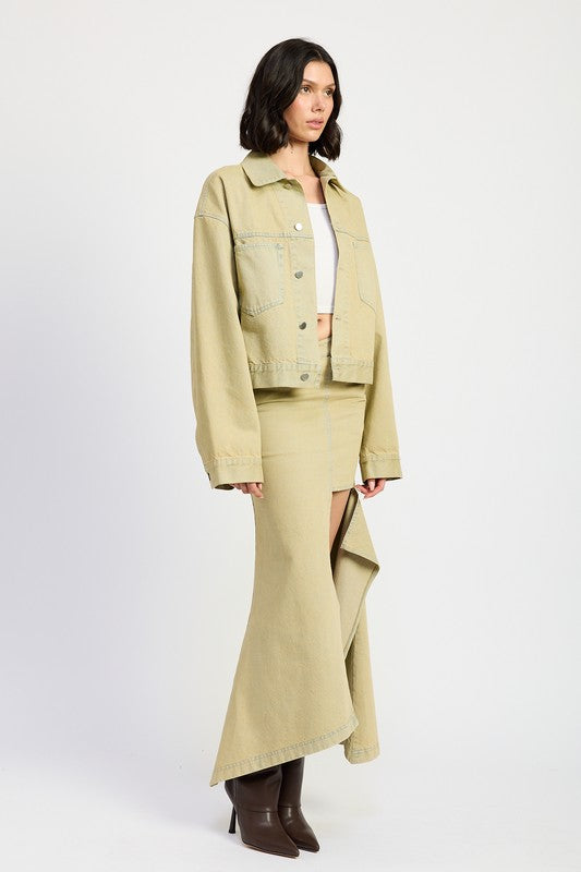 Asymmetric Maxi Ripped Skirt