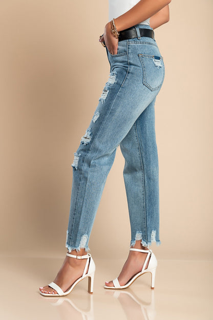 Women’s Cotton Ripped Camo Pocket Denim