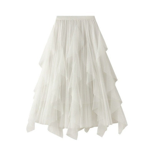 Silk Band Pleated Chiffon Midi Skirt