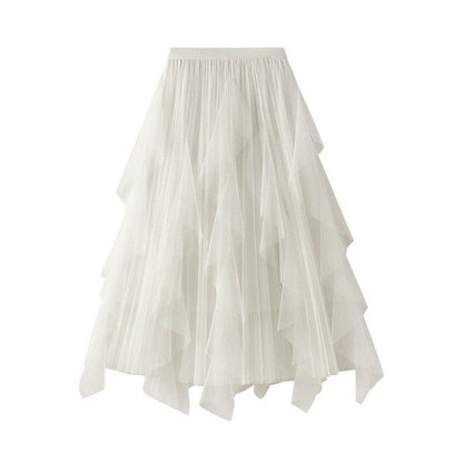 Silk Band Pleated Chiffon Midi Skirt