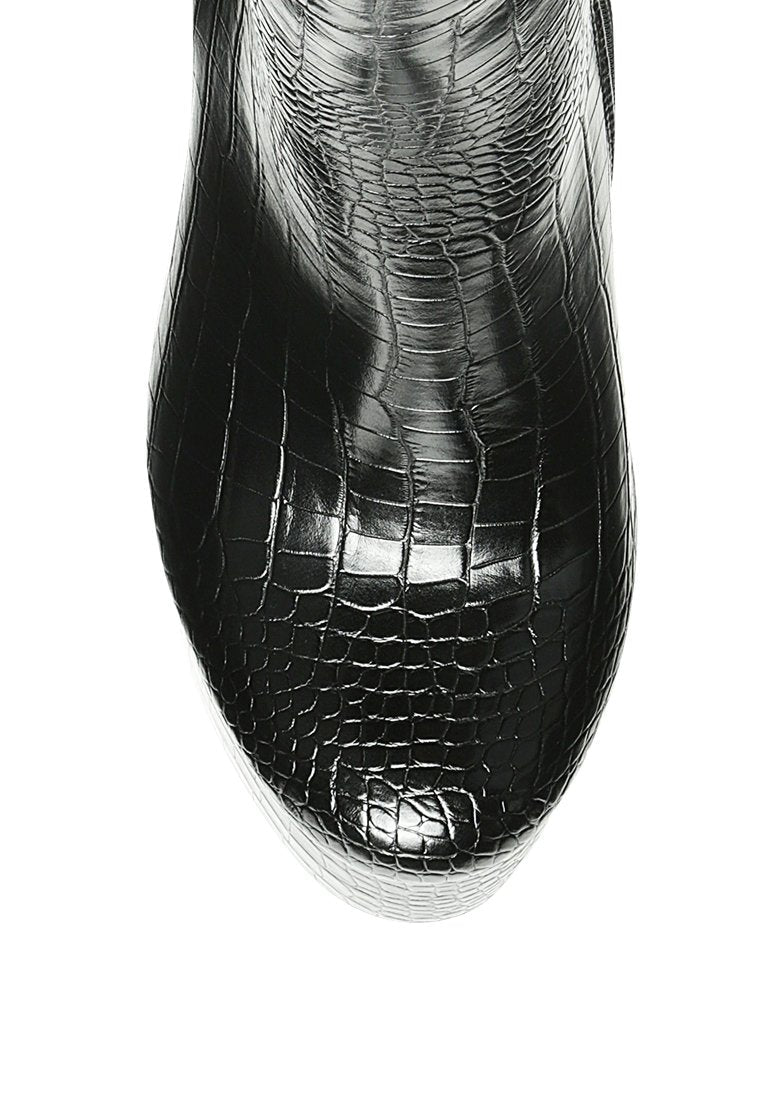 Croc Faux Leather Platform Boots