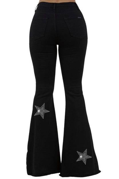 Rhine-Stars Bell Bottom Jeans (Black)