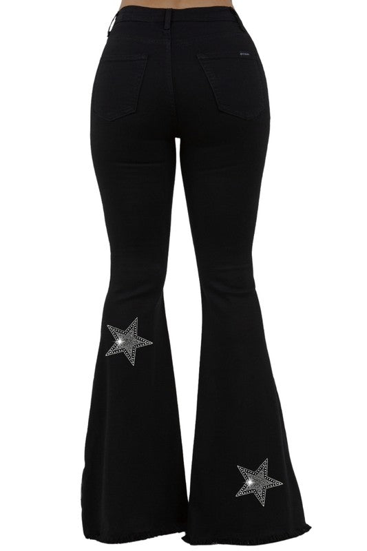 Rhine-Stars Bell Bottom Jeans (Black)