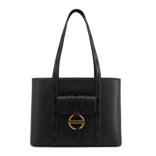 Love MOSCHINO Large Leather Messenger Bag (Black)