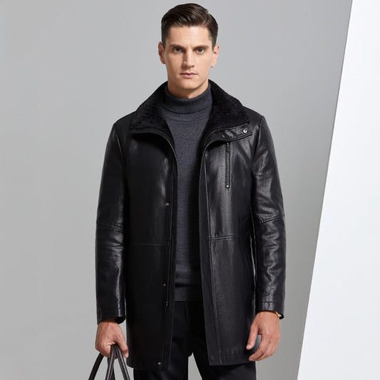 Men's Fleece Lined Genuine Leather Jacket