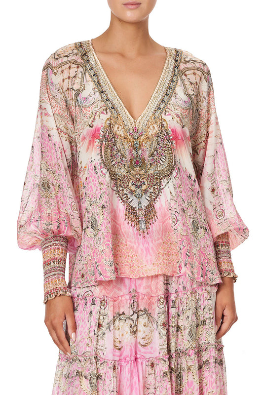 CAMILLA 100% Silk "Deco Darling" Shirred Cuff Skirt Set
