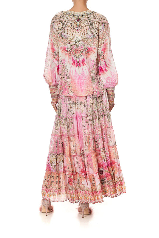 CAMILLA 100% Silk "Deco Darling" Shirred Cuff Skirt Set