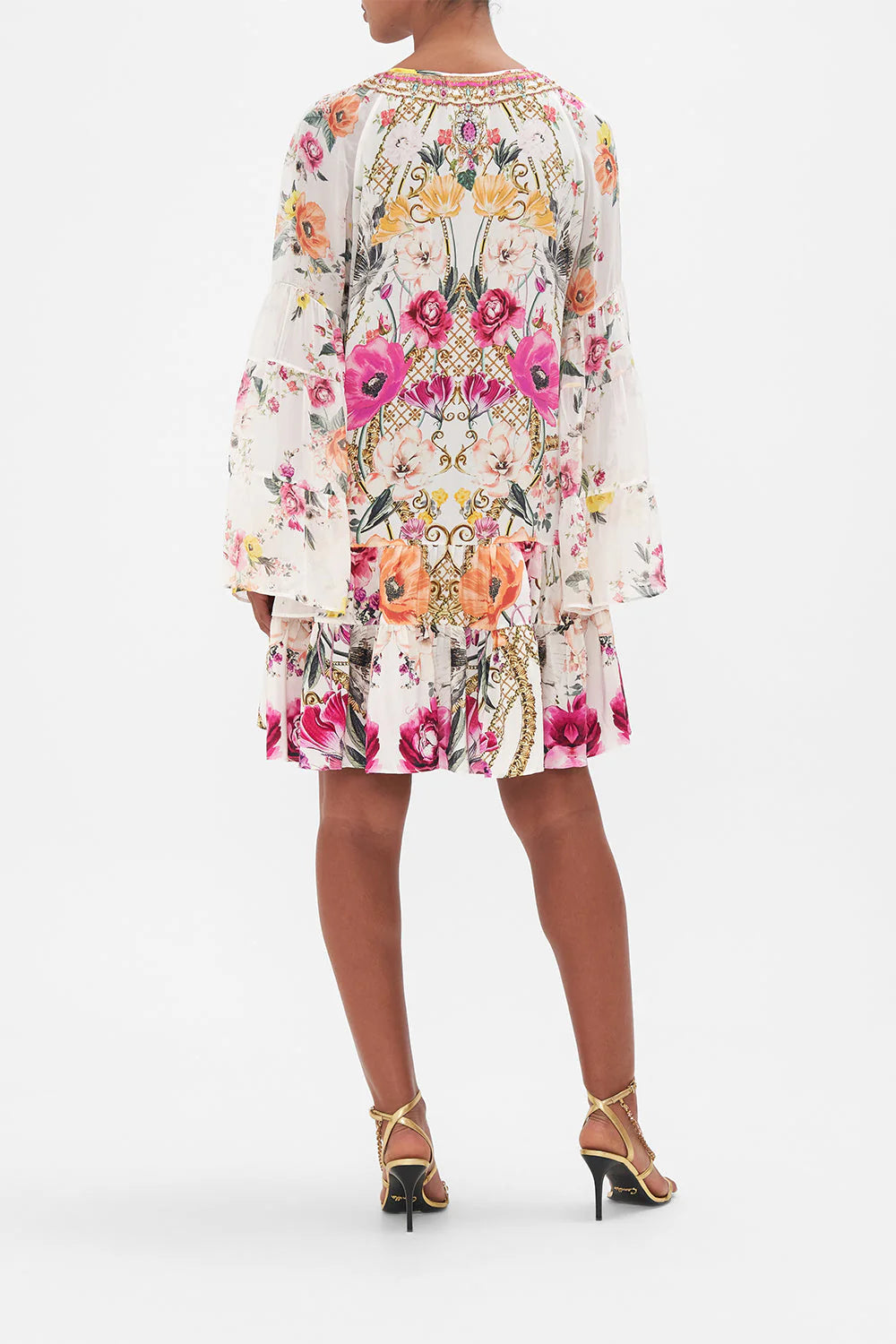 CAMILLA 100% Silk "Destiny Calling" Gathered Panel Mini Dress