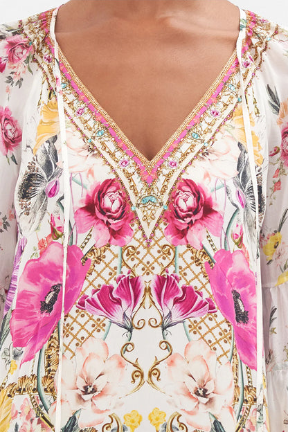 CAMILLA 100% Silk "Destiny Calling" Gathered Panel Mini Dress