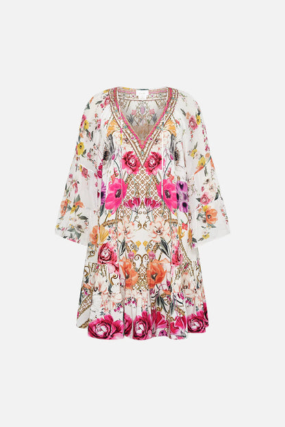 CAMILLA 100% Silk "Destiny Calling" Gathered Panel Mini Dress