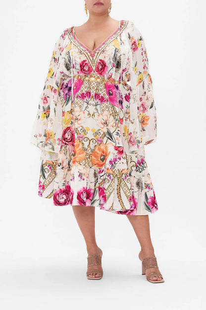 CAMILLA 100% Silk "Destiny Calling" Gathered Panel Mini Dress