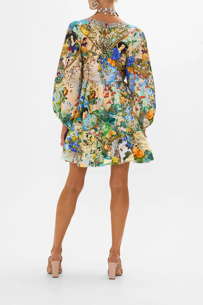 CAMILLA 100% Silk "The Kindest One Of All" Tie-Front Mini Dress