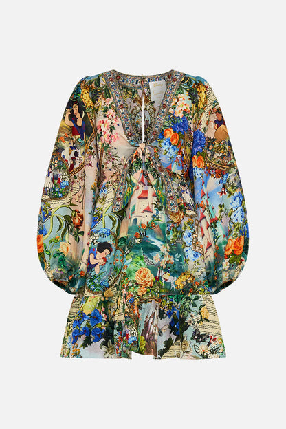 CAMILLA 100% Silk "The Kindest One Of All" Tie-Front Mini Dress