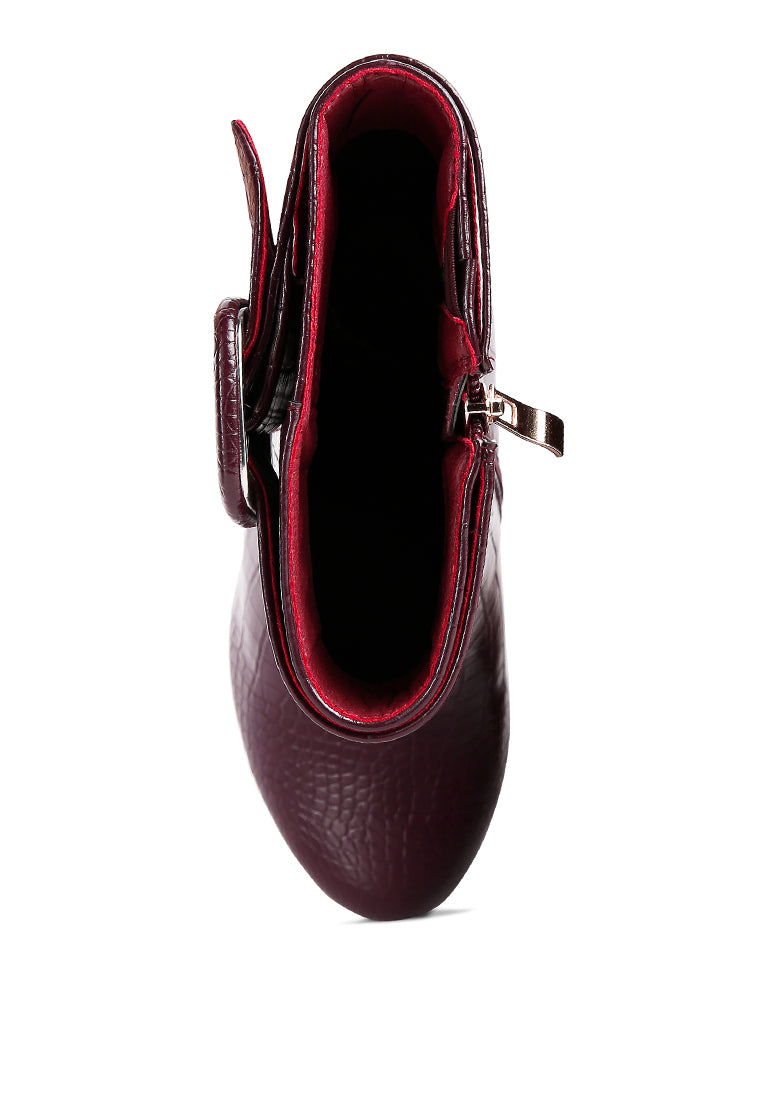 Croc Faux Leather Platform Boots