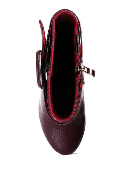 Croc Faux Leather Platform Boots