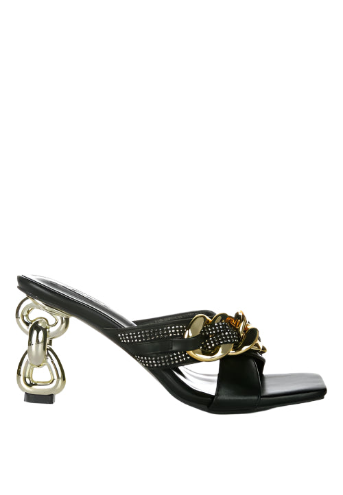 London Rag “Evelane” Chained Rhinestone Sandals