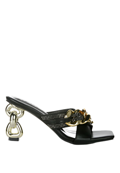 London Rag “Evelane” Chained Rhinestone Sandals