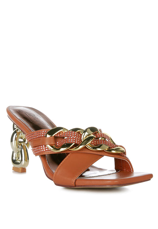 London Rag “Evelane” Chained Rhinestone Sandals