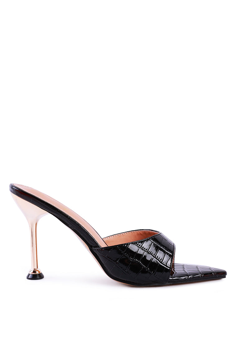 London Rag “French Cut” Patent Leather Croc Mule