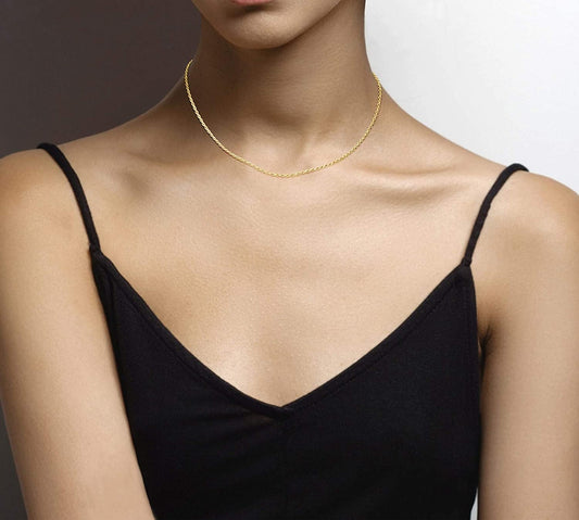 14K Yellow Gold Thin Rope Necklace